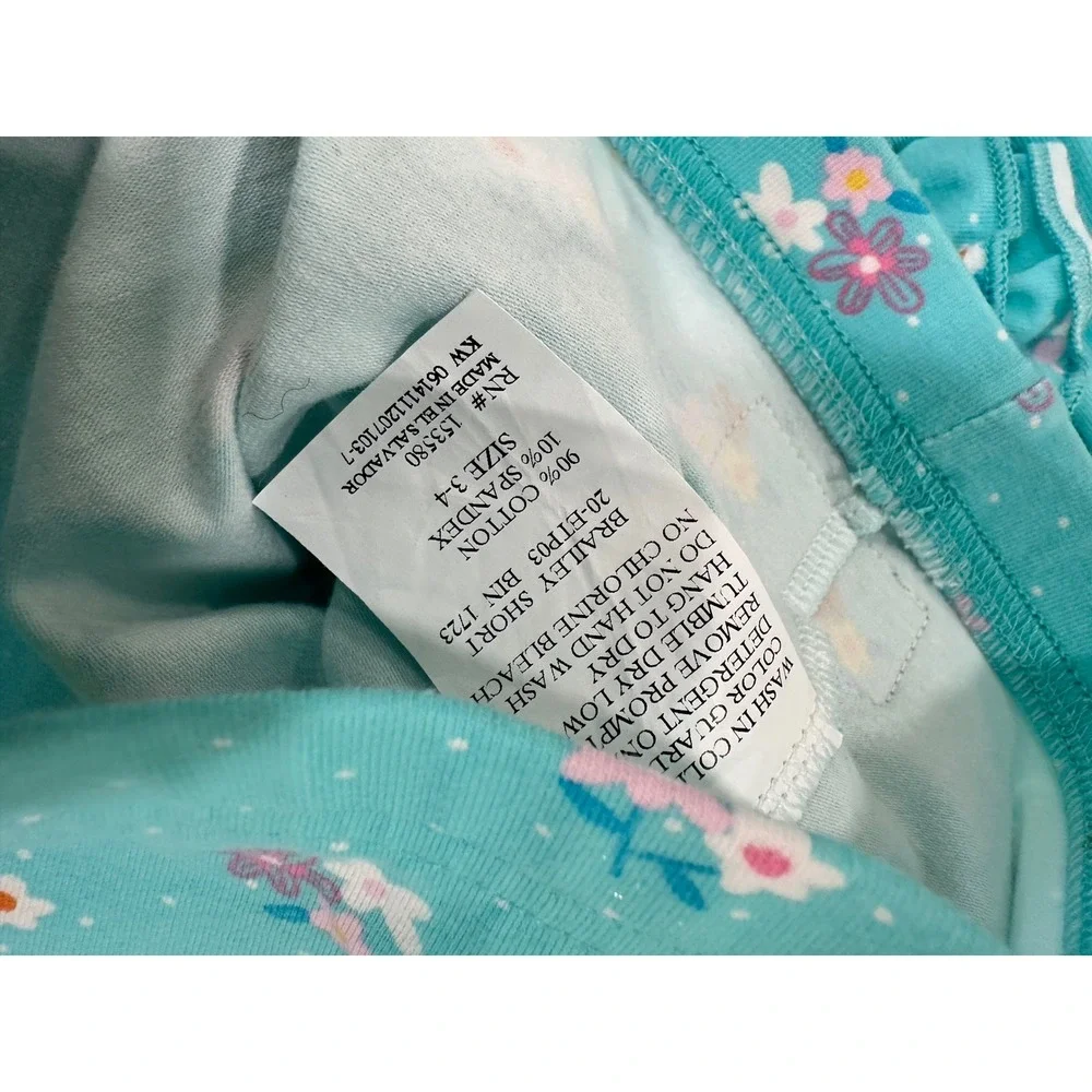 Eleanor Rose‎ Girls Turquoise Floral Ruffle Dress and Shorts Set Size 3-4